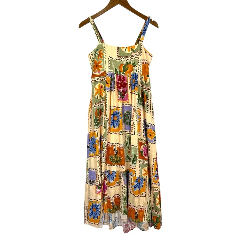 Anthropologie Paper Heart Womens Strappy Stamp Floral Postcard Maxi Dress XS - Picture 4 of 9